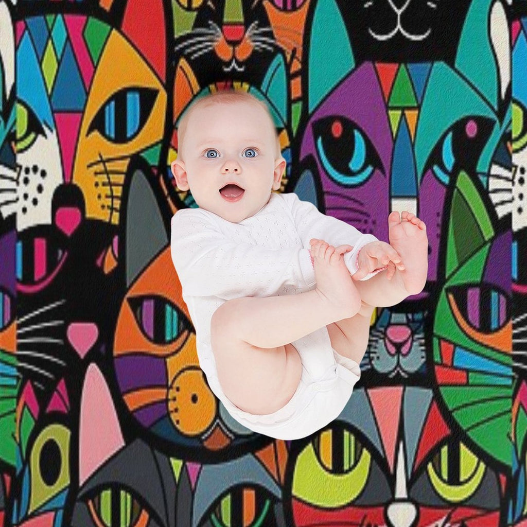 Colourful Bold Cat Pattern #3 Gift-ready Throw Blanket