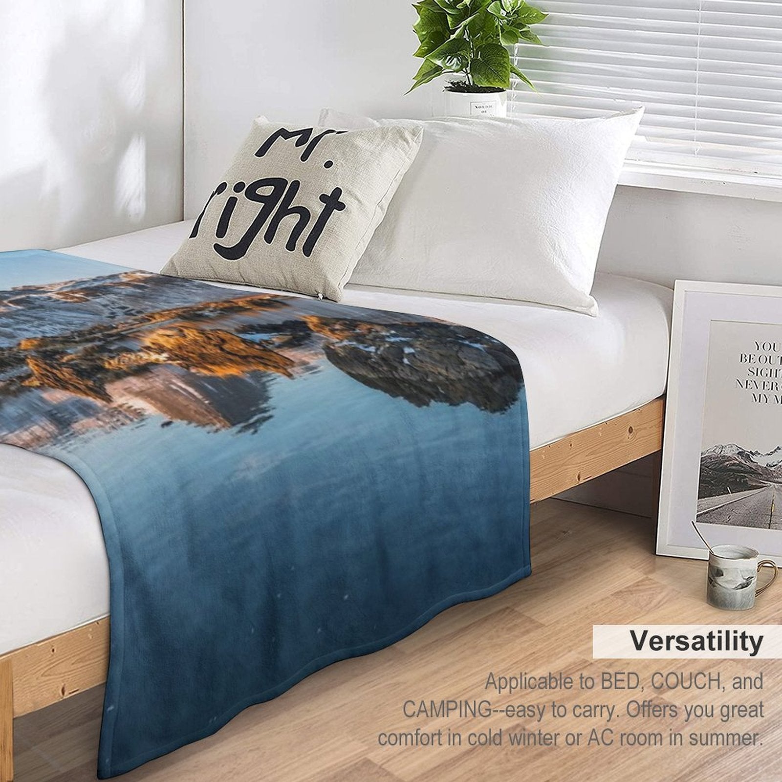 Winter Landscape in Iceland II Eco-conscious Throw Blanket