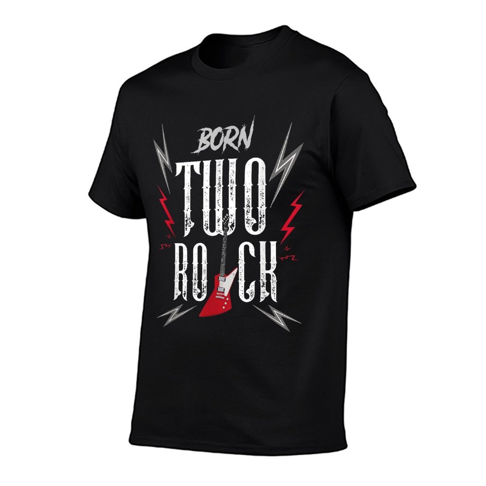 2nd Birthday Guitar Born Two Rock 2 Year Old Rocker Bday Boy  Easy-care T-Shirt