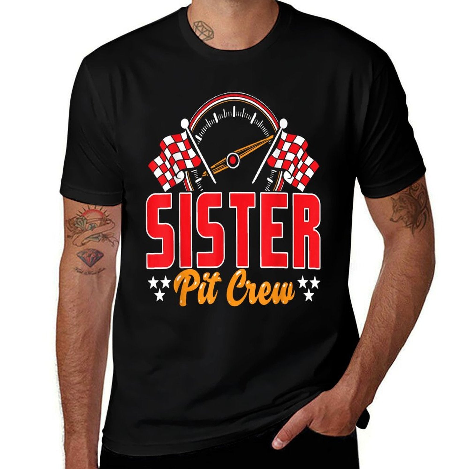 Race Car Birthday Party Matching Family Sister Pit Crew  Slim-fit Cut T-Shirt
