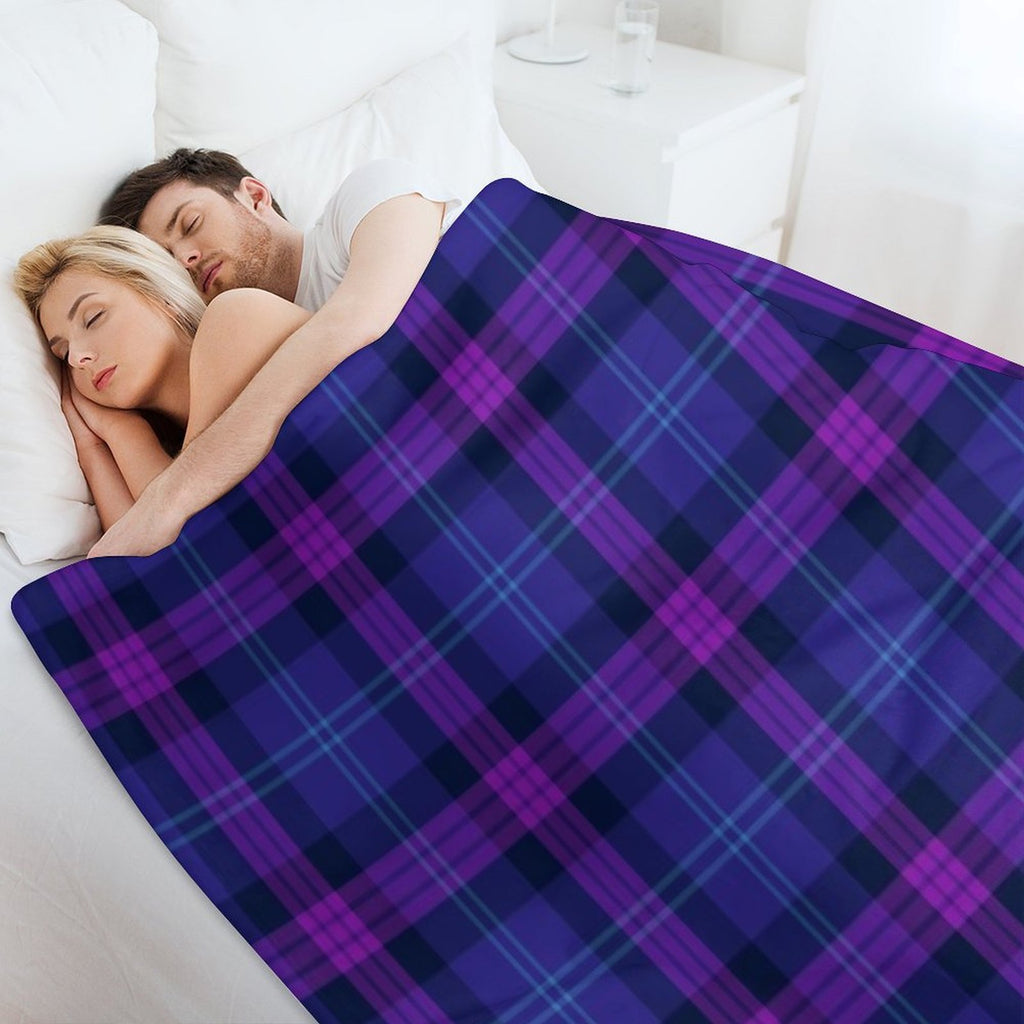 Great Scot Tartan  Cute Blue And Purple Scottish Plaid Eco-conscious Throw Blanket