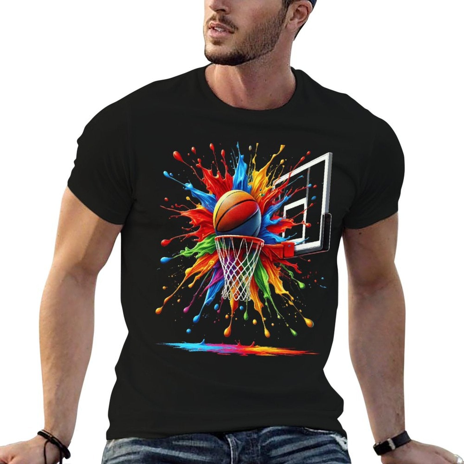Colorful Abstract Psychedelic Basketball Splash Art Game Day  Vintage-inspired T-Shirt