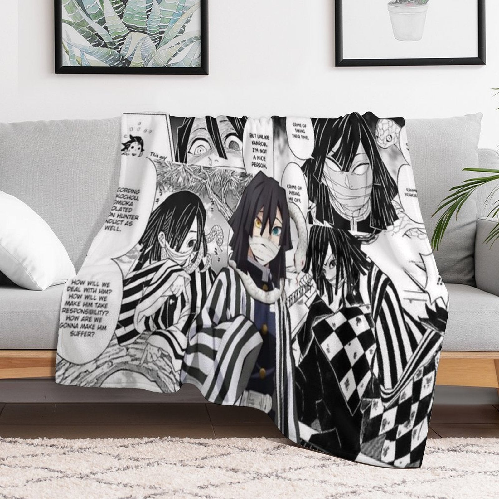 Iguro Obanai Machine-washable Throw Blanket