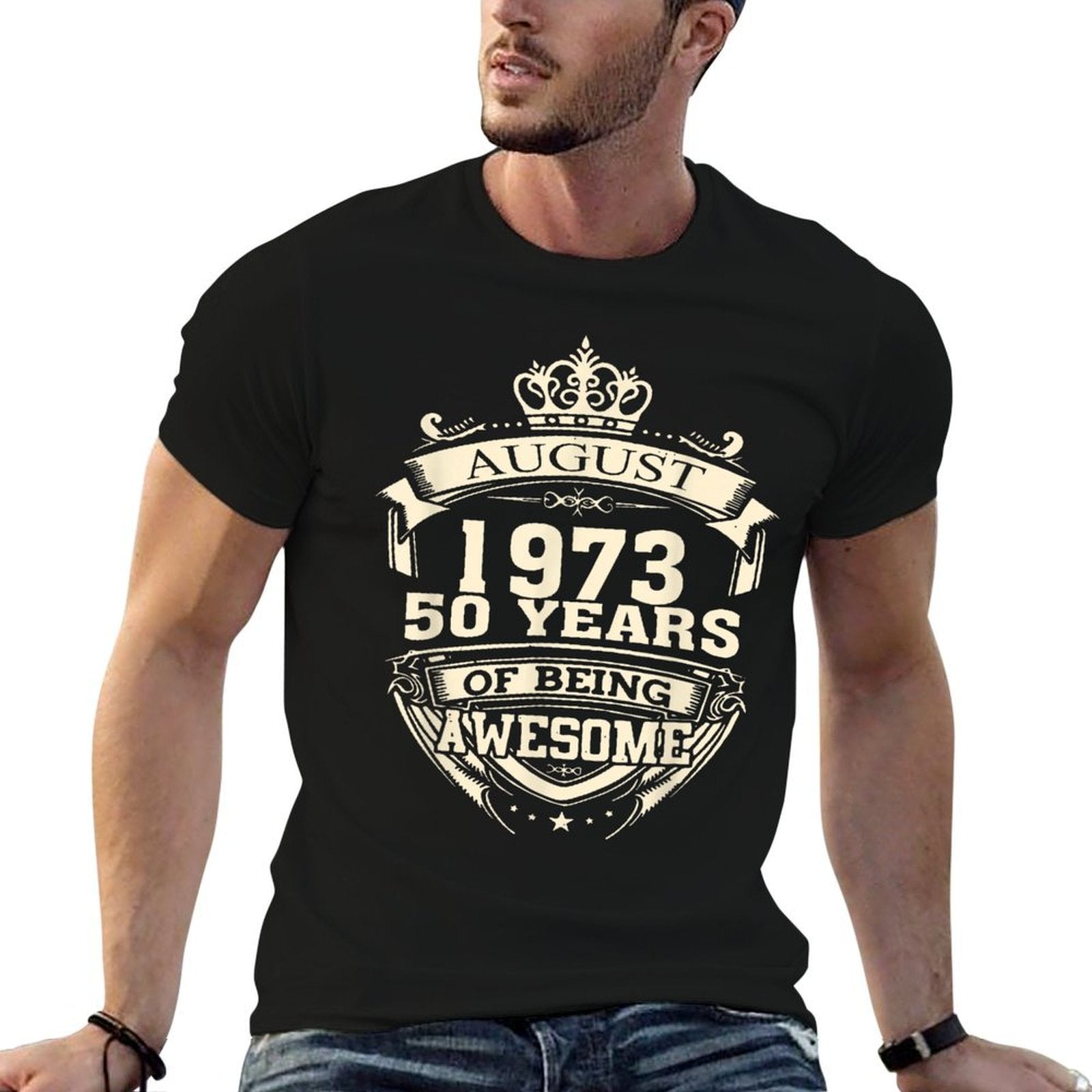 August 1973 50 Years Of Being Awesome 50th Birthday  Easy-care T-Shirt