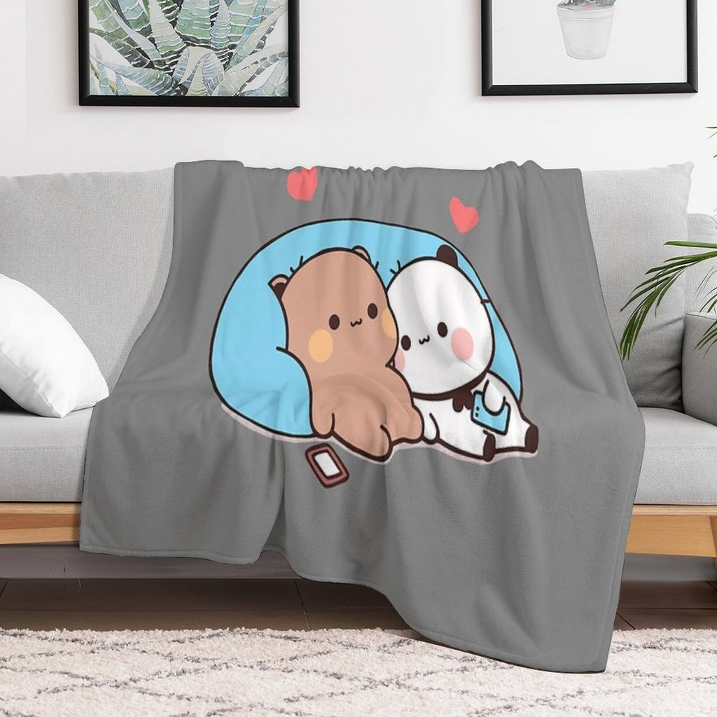 DuDu Bear And BuBu Panda’s Night Days❤️ Quick-dry Throw Blanket