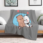 DuDu Bear And BuBu Panda’s Night Days❤️ Quick-dry Throw Blanket