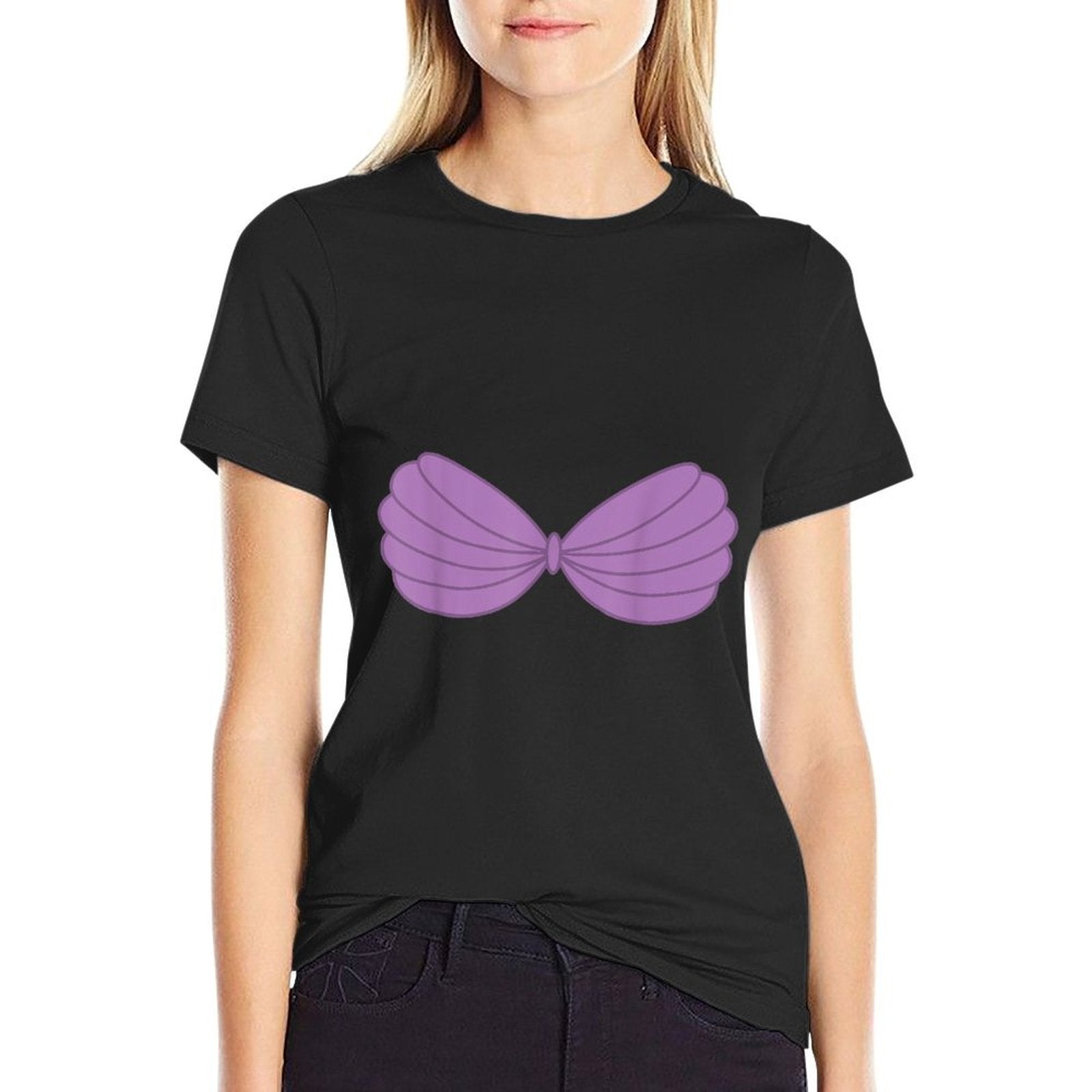 Purple Mermaid Seashell Bra Costume  Breathable T-Shirt