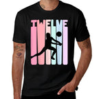 12th Birthday Retro Volleyball Girl Player 12 Years Old Kids  Rolled Sleeves T-Shirt