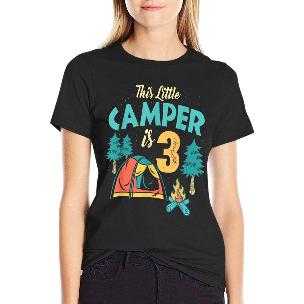 3rd Birthday This Little Camper Is 3 Years Old Bday  Trendy Pattern T-Shirt