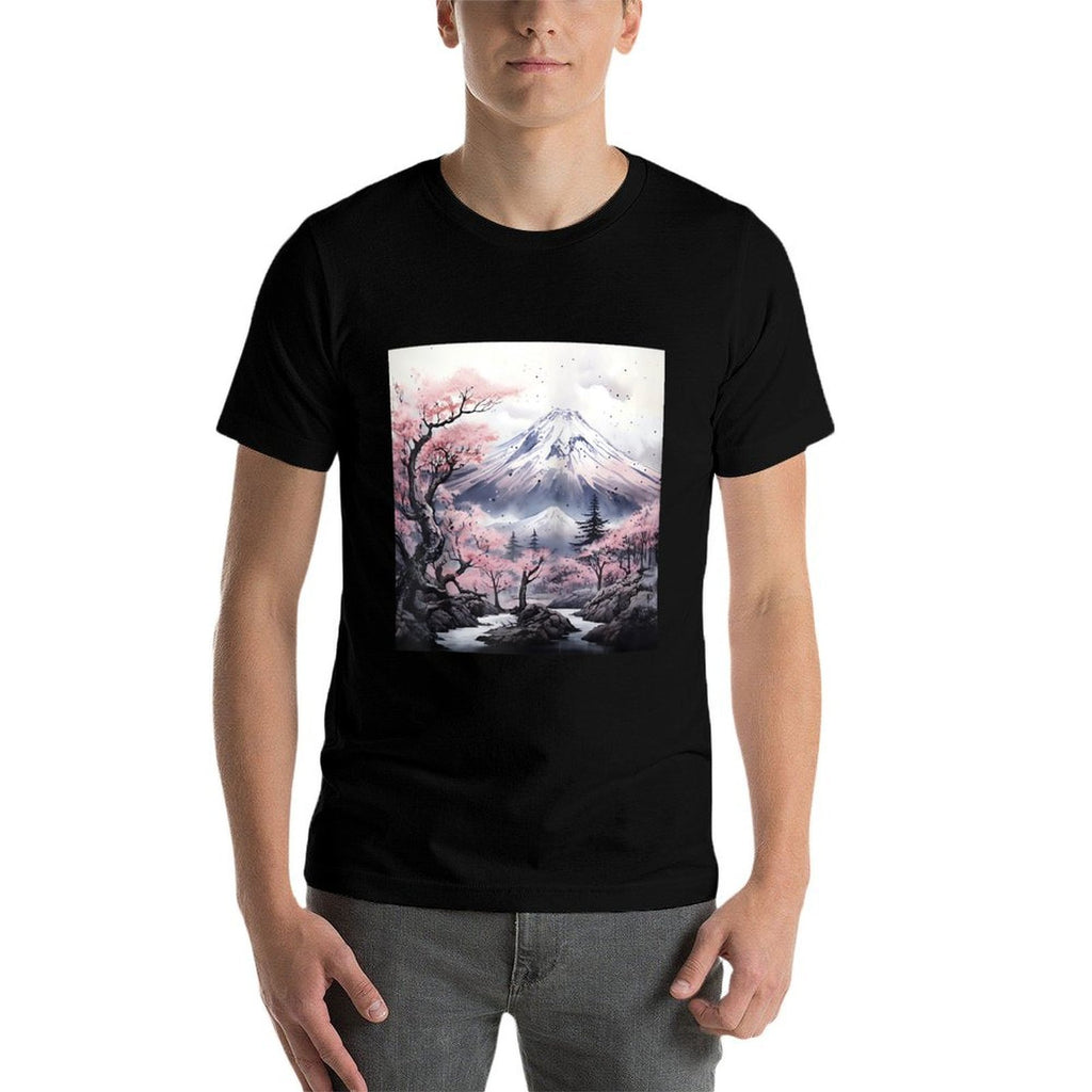 Sakura Waltz Japanese Petals Unfurl Twilight Mountains Raglan Baseball  Stretchy T-Shirt