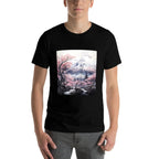 Sakura Waltz Japanese Petals Unfurl Twilight Mountains Raglan Baseball  Stretchy T-Shirt