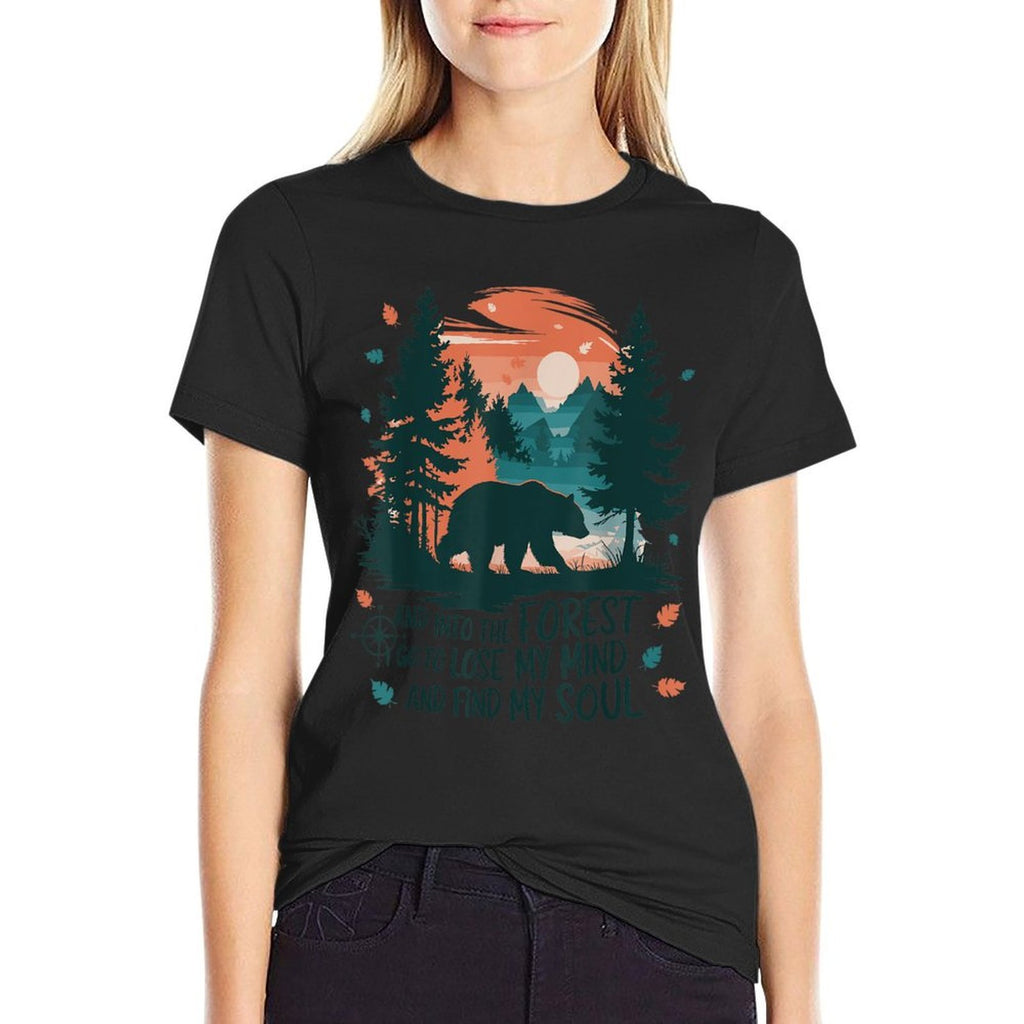 And Into The Forest I Go To Lose My Mind Camping Bear  Stretchy T-Shirt