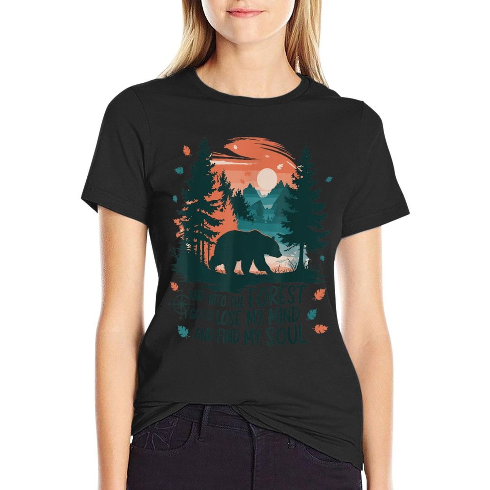 And Into The Forest I Go To Lose My Mind Camping Bear  Stretchy T-Shirt
