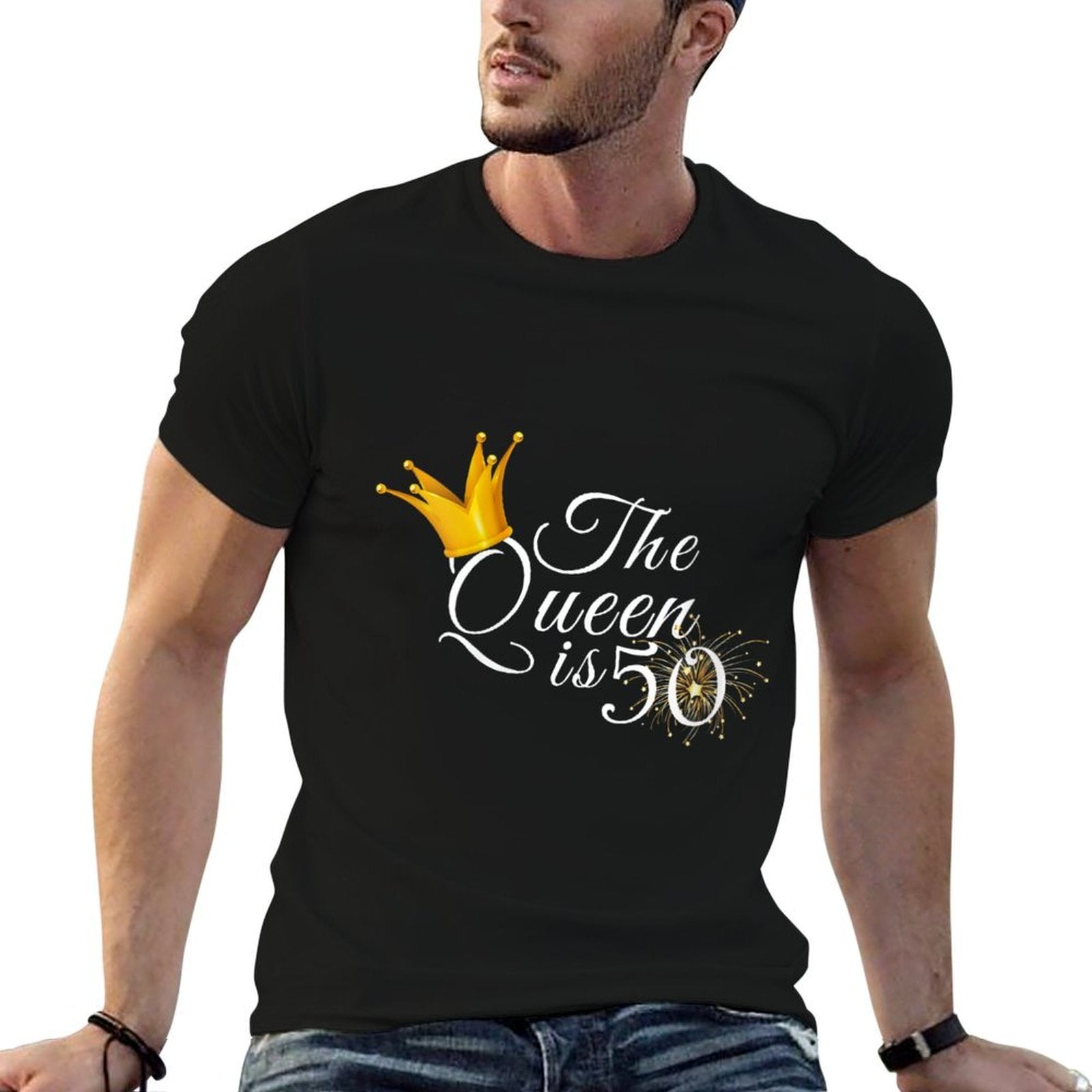 Womens 50th Birthday Gifts Ideas For Her The Queen Is 50 Fabulous  Tagless Design T-Shirt