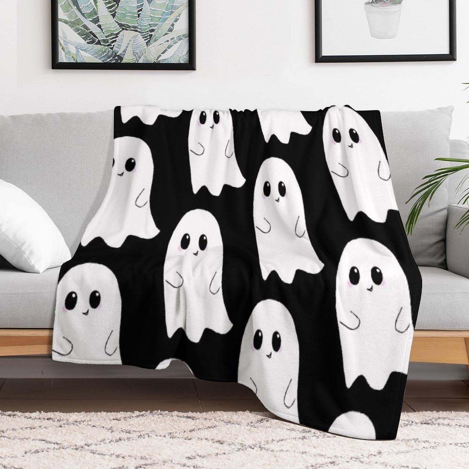 Cute Ghost Easy Care Throw Blanket