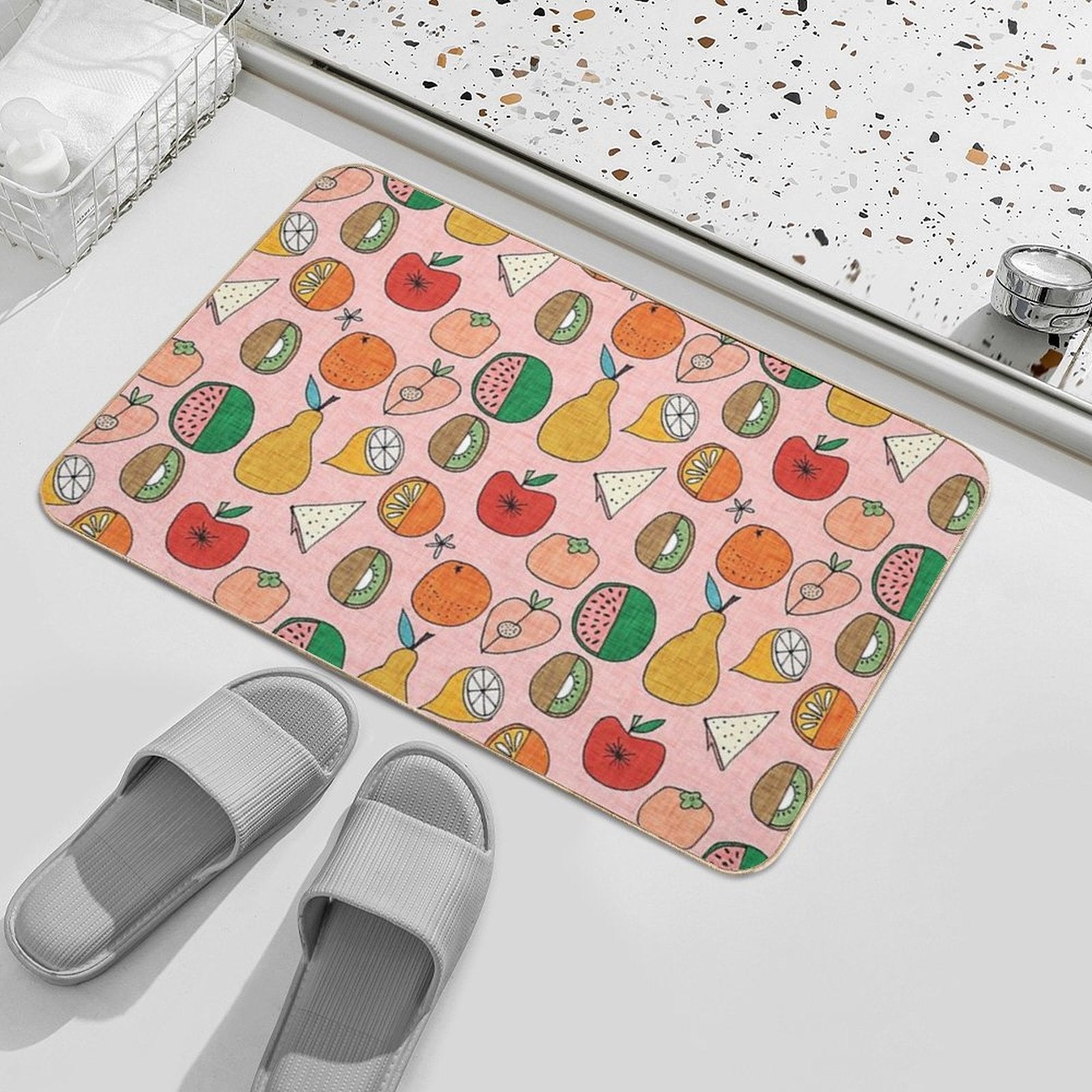 Mod Fruit Pink  Slip-Resistant Bath Mat