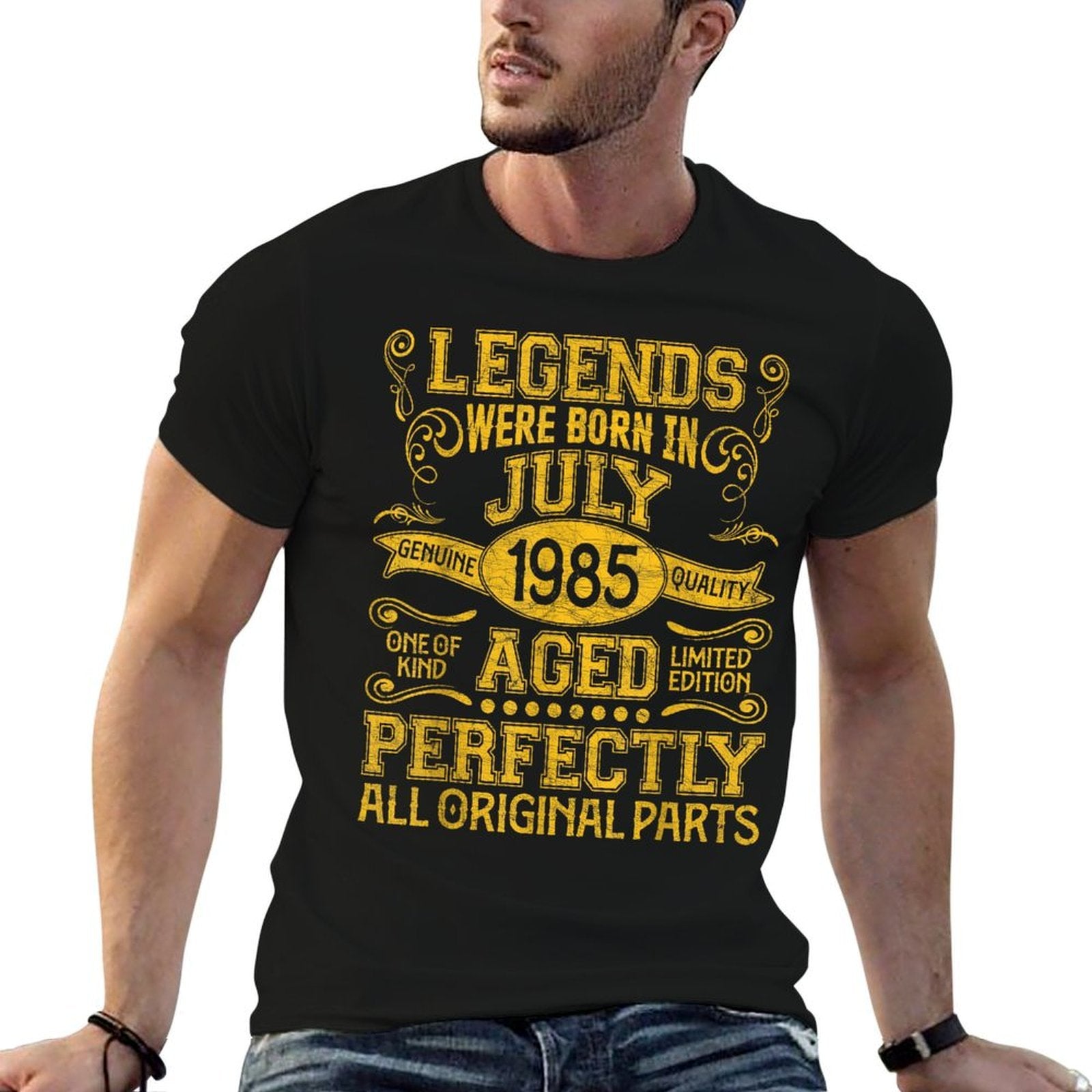 40 Years Old Legends Born In July 1985 40th Birthday  Heathered Texture T-Shirt