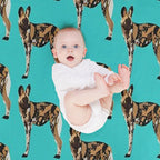 P Is for Painted Dog, Painted Dog Illustration – African Wild Dog Art for Wildlife Lovers Versatility Throw Blanket