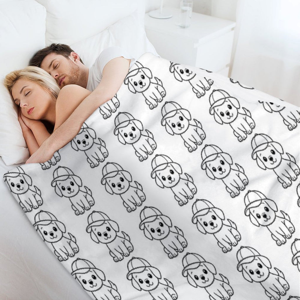 Dog with Baseball Hat Compact Throw Blanket