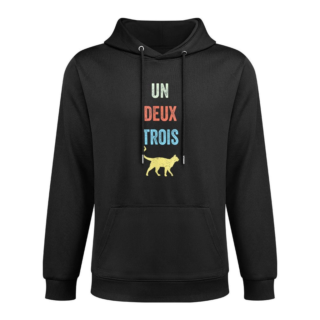 Un Deux Trois Cat Cute Vintage French Pun Cat Lovers Gift Machine Washable Hoodie