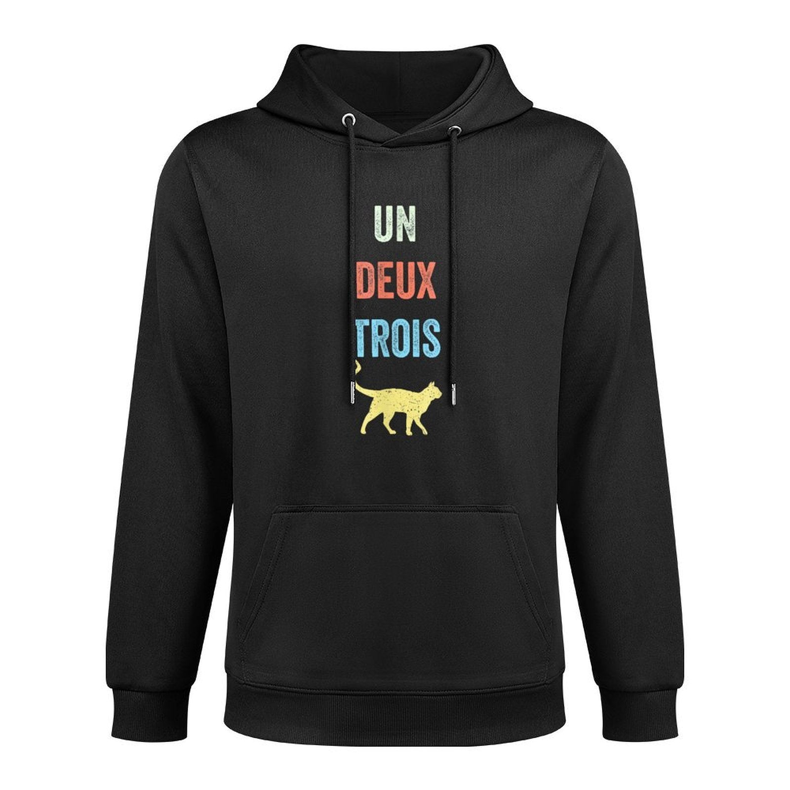 Un Deux Trois Cat Cute Vintage French Pun Cat Lovers Gift Machine Washable Hoodie