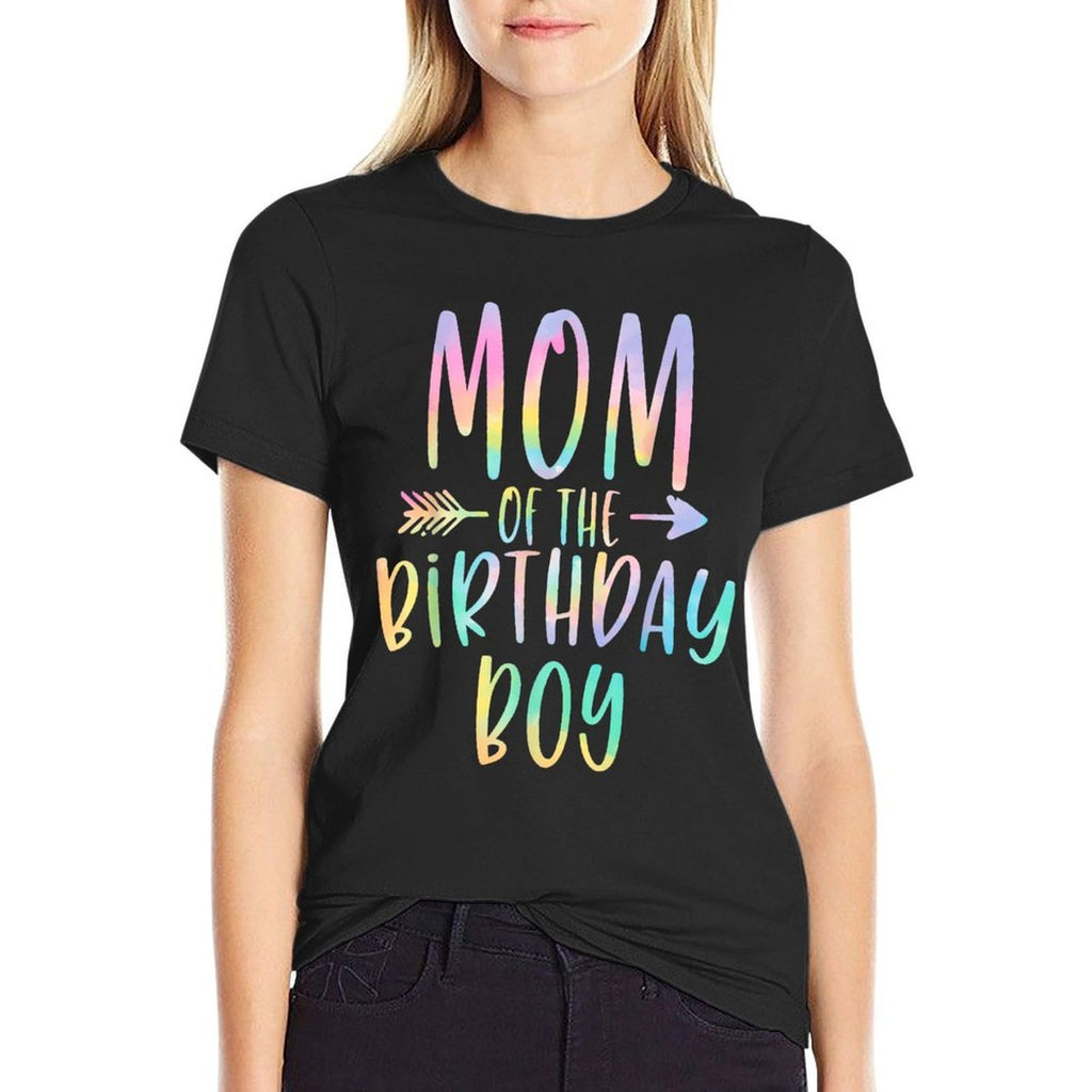 Mom of The Birthday Boy Tie Dye Colorful Bday  Graphic-printed T-Shirt