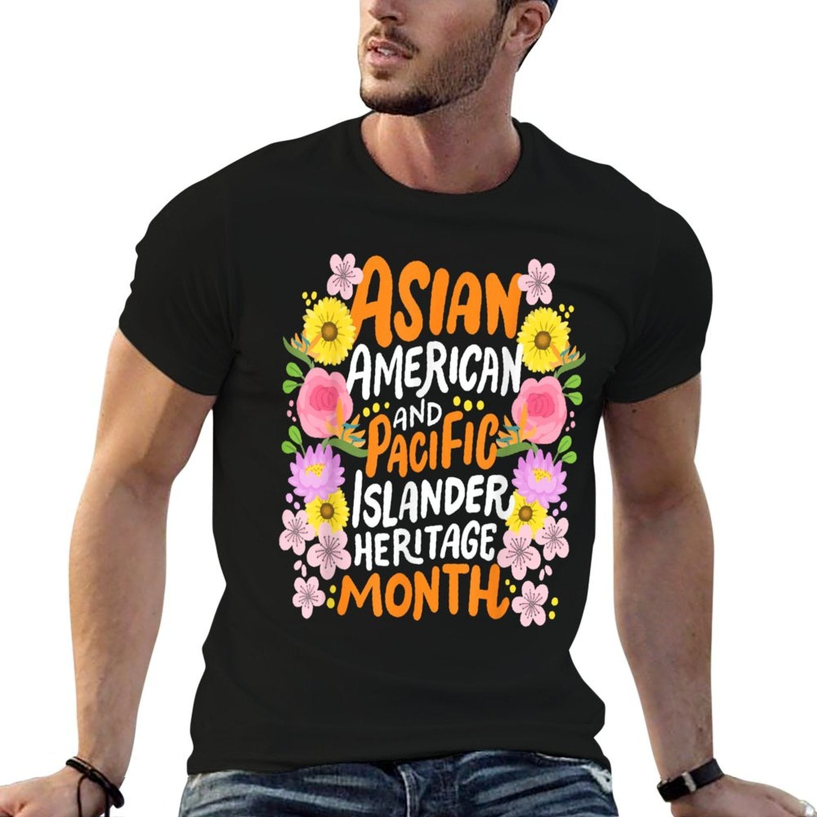 Asian American Pacific Islander Heritage Month Retro Groovy  Fade-proof Color T-Shirt