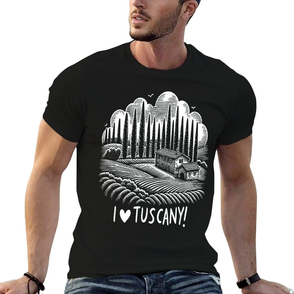 Retro I Love Tuscany Toscana Souvenir Vintage Landscape  Wrinkle-resistant T-Shirt