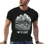 Retro I Love Tuscany Toscana Souvenir Vintage Landscape  Wrinkle-resistant T-Shirt