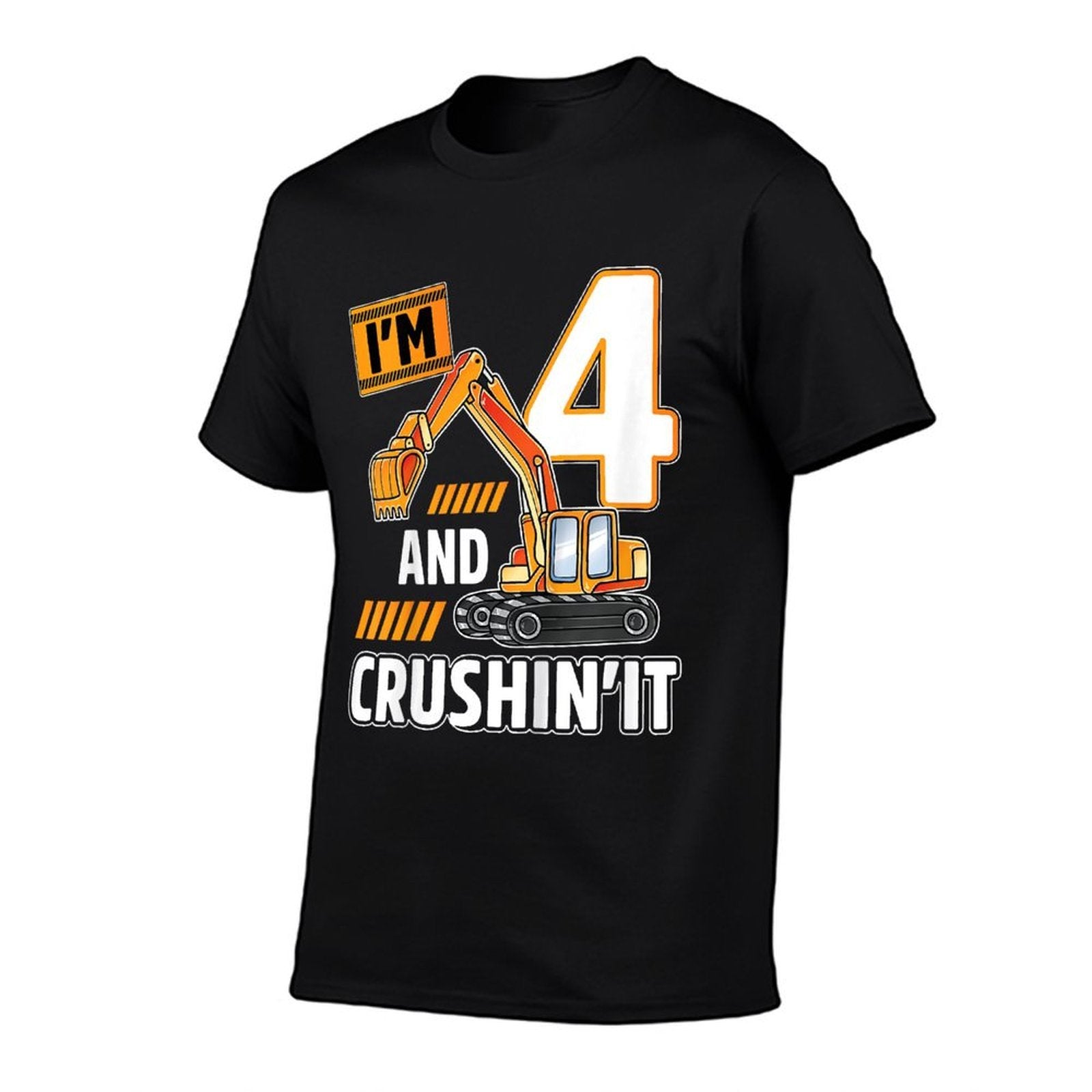 4 Year Old Vehicles Construction Excavator Birthday 4th  Durable T-Shirt