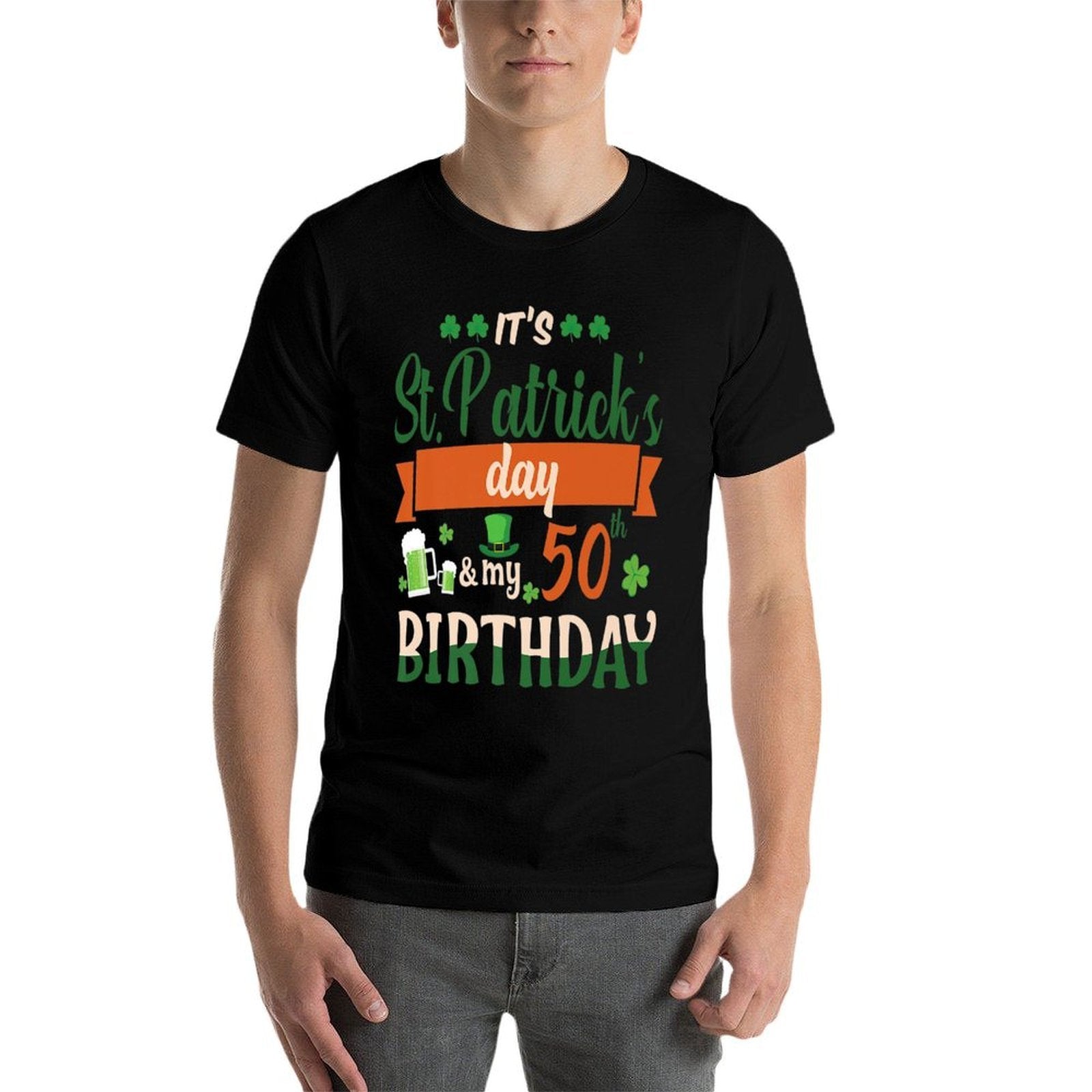 50th Birthday Tshirt Its St Patrick Day And My Birthday Premium  Slim-fit Cut T-Shirt
