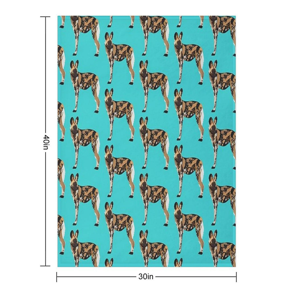 P Is for Painted Dog, Painted Dog Illustration – African Wild Dog Art for Wildlife Lovers Versatility Throw Blanket