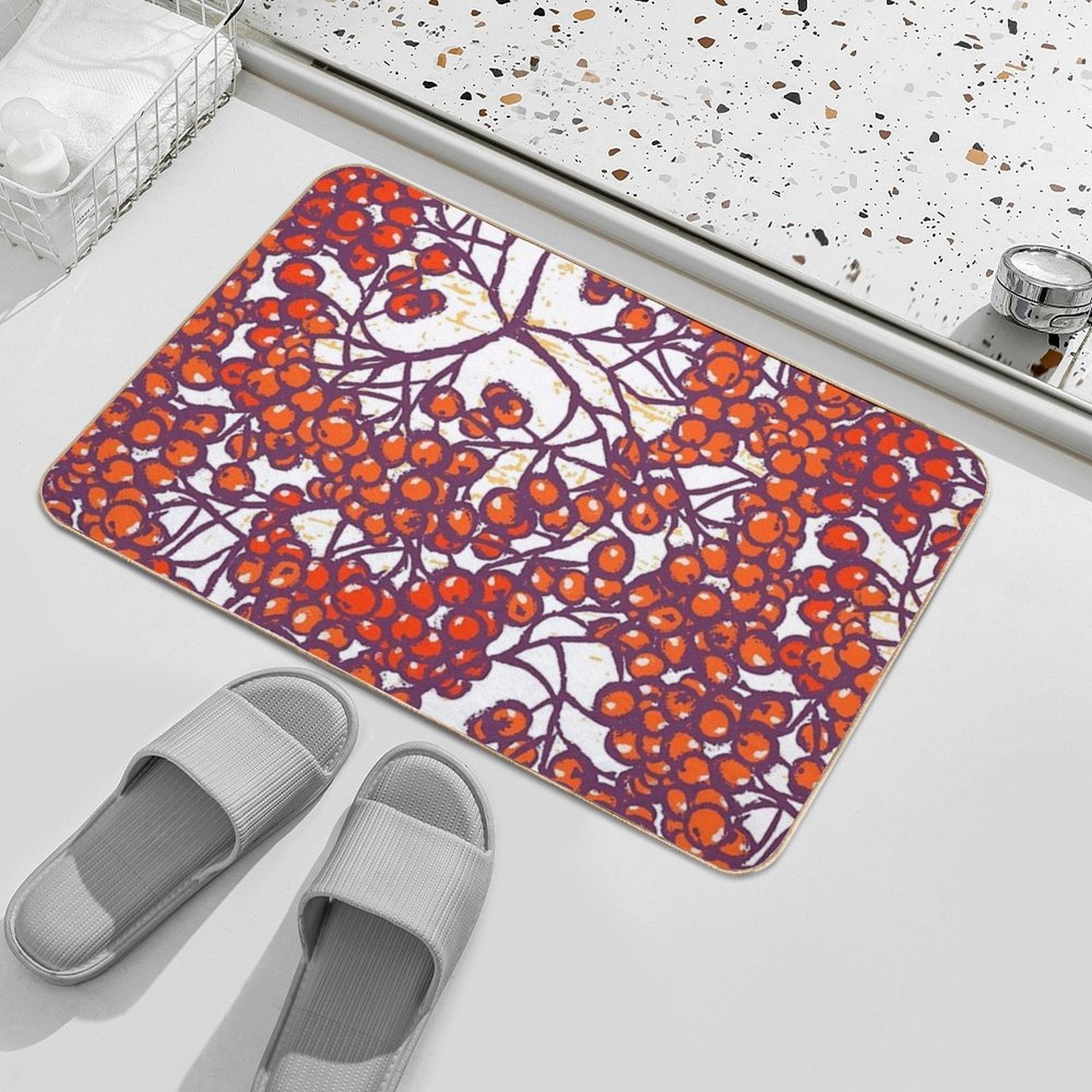Rowanberries Fall  Non-Slip Bath Mat