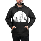 Heron In The Reeds Zen Mood Nature Lovers Kangaroo Pocket Hoodie