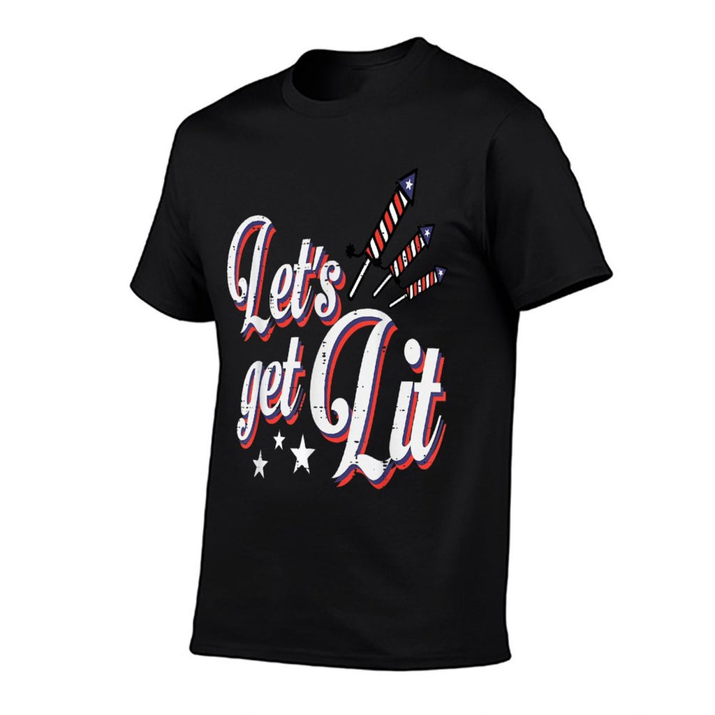 4th Of July Lets Get Lit Fireworks Funny Patriotic Men Women  Relaxed-fit T-Shirt
