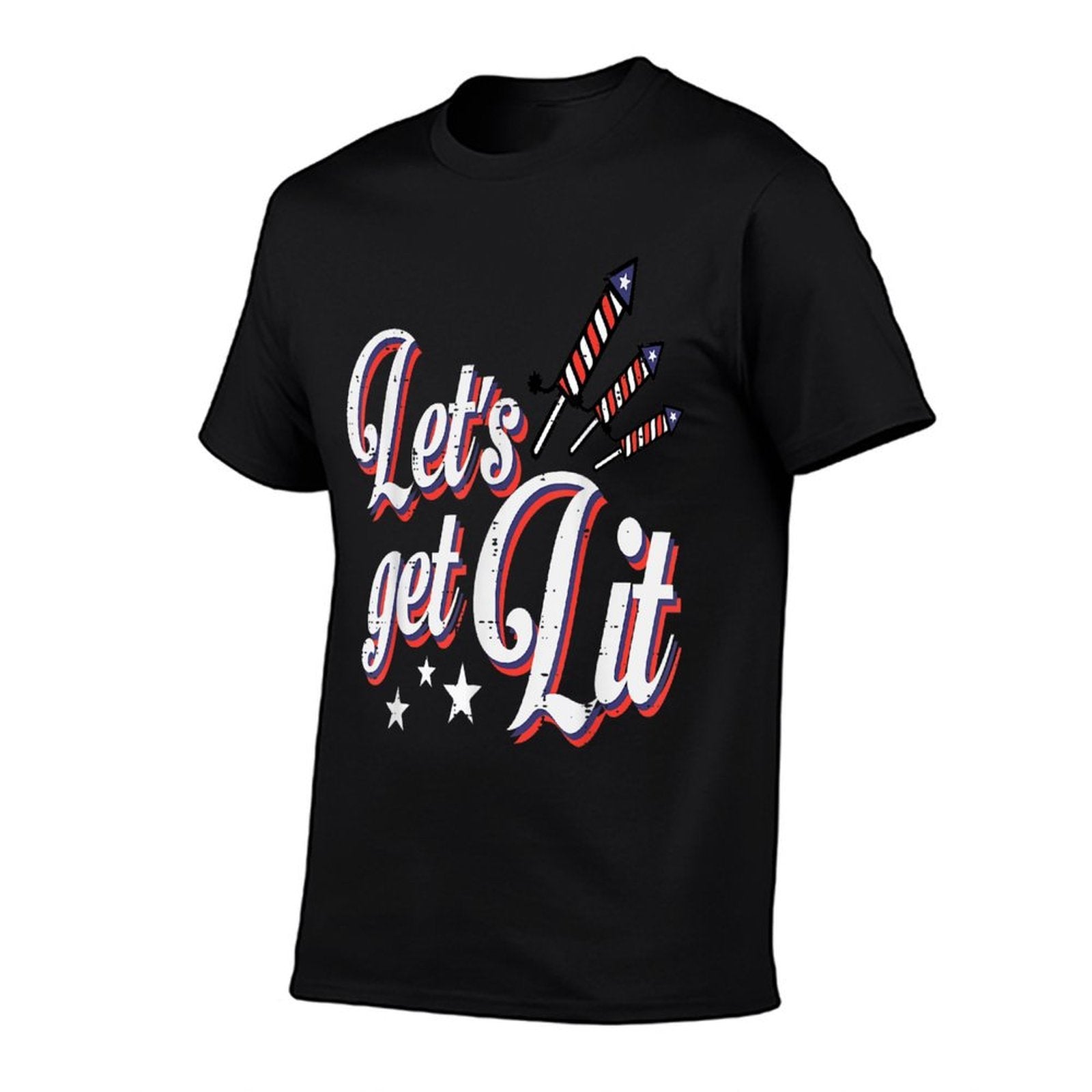 4th Of July Lets Get Lit Fireworks Funny Patriotic Men Women  Relaxed-fit T-Shirt