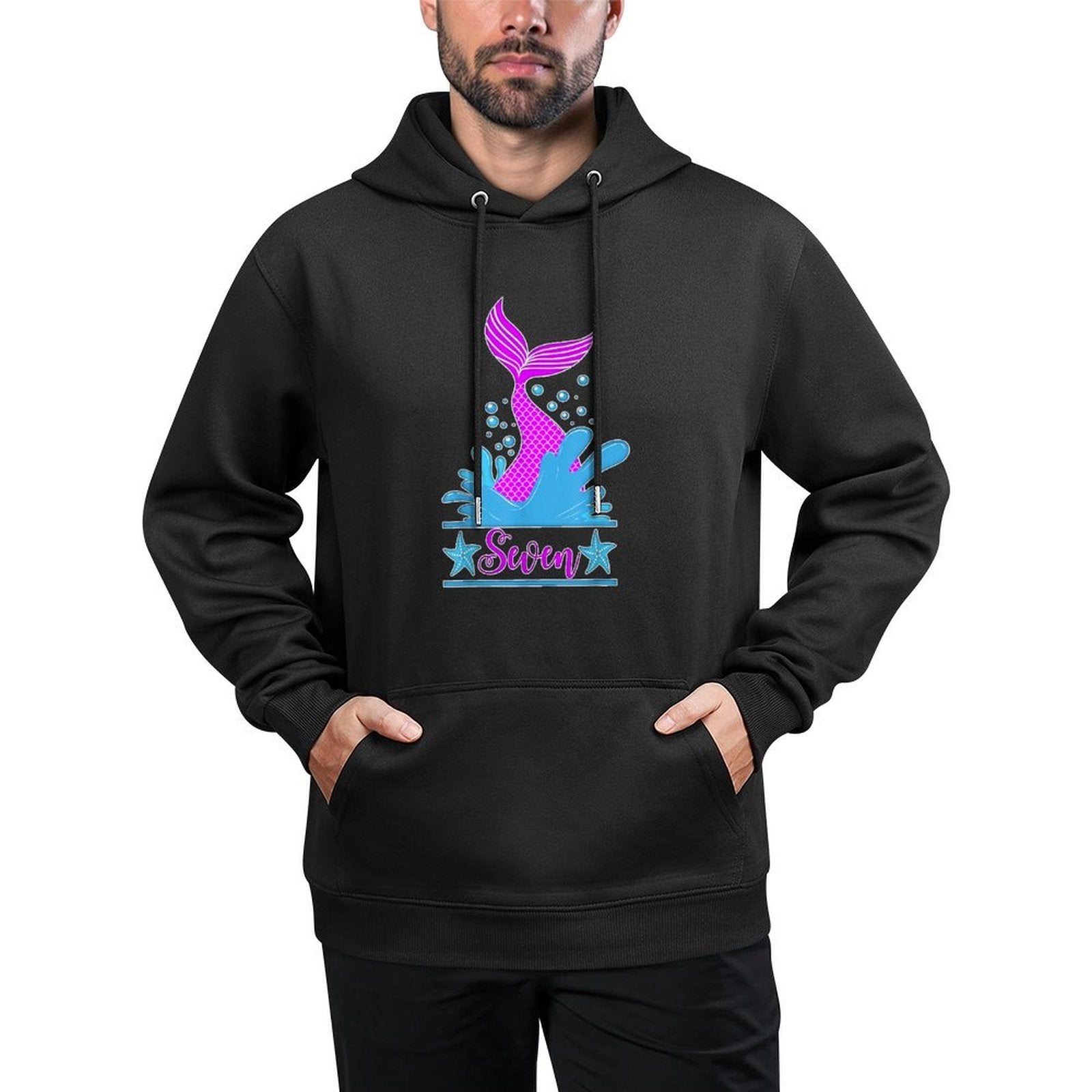 Seven Year Old Mermaid Birthday Girl, 7 Year Old Gift Cotton-Polyester Blend Hoodie