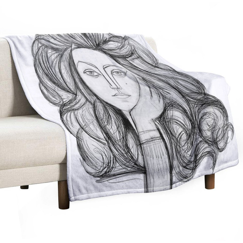 FRANCOISE 1946  Vintage Abstract Charcoal Print All-season Throw Blanket