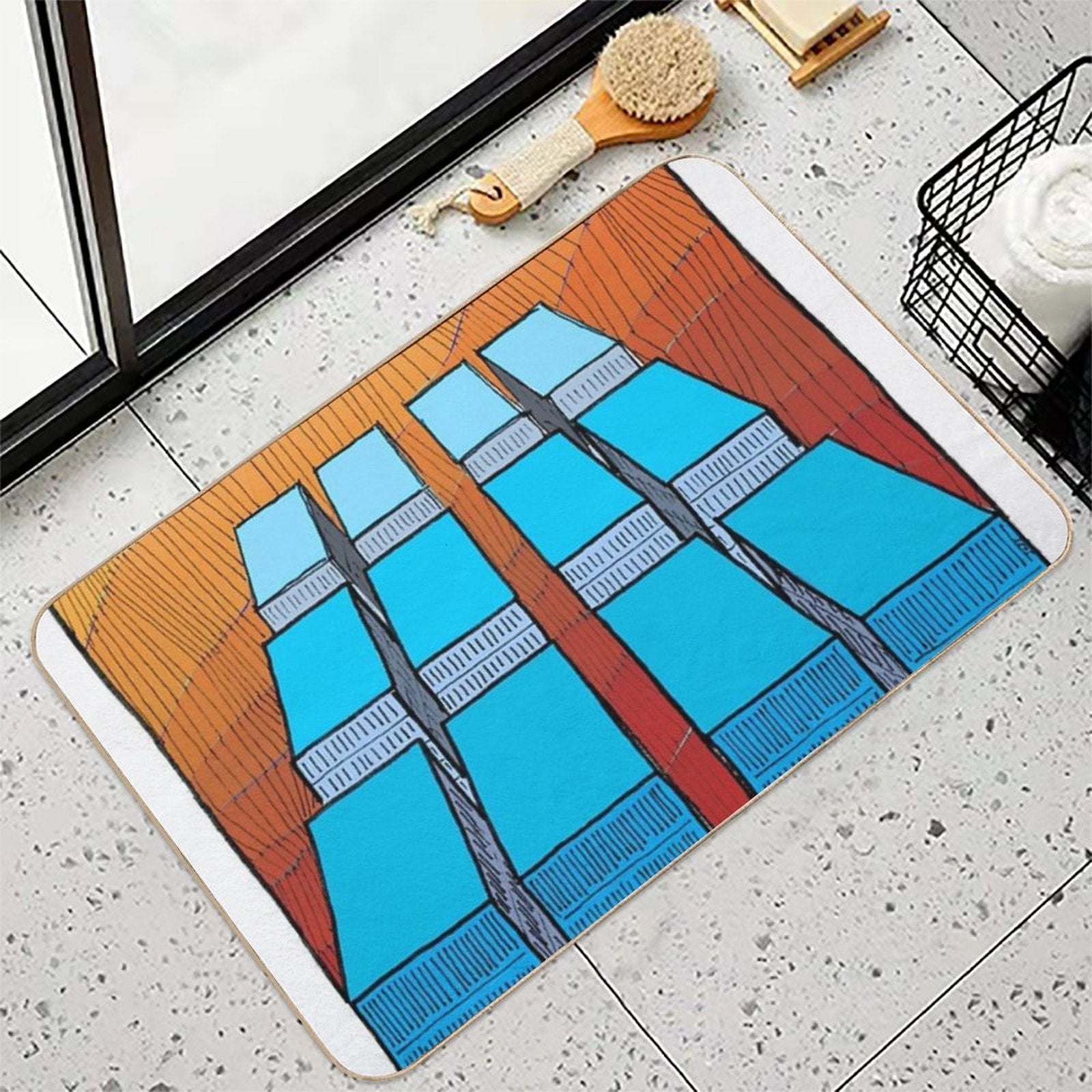 Urban Theme 12 Skyscrapers  Pet-Safe Bath Mat