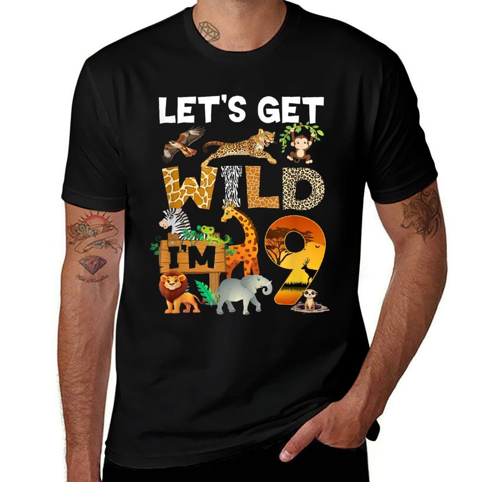 9 Year Old Zoo Birthday Safari Jungle Animal 9Th Bday  Relaxed-fit T-Shirt