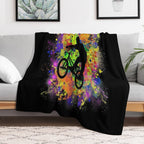 Extreme Sports BMX Bike Coloured Splash Illustration Wrinkle-free Throw Blanket