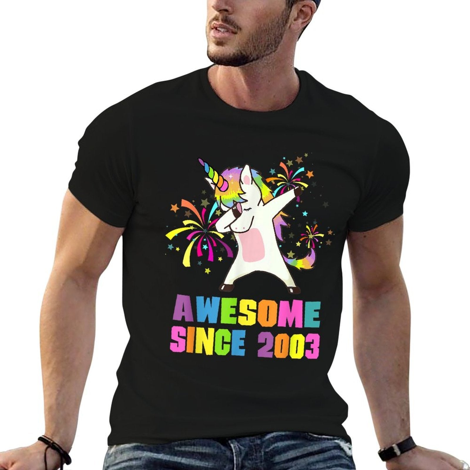 22 Years Old Awesome Since 2003 Unicorn 22nd Birthday  High-quality Stitching T-Shirt