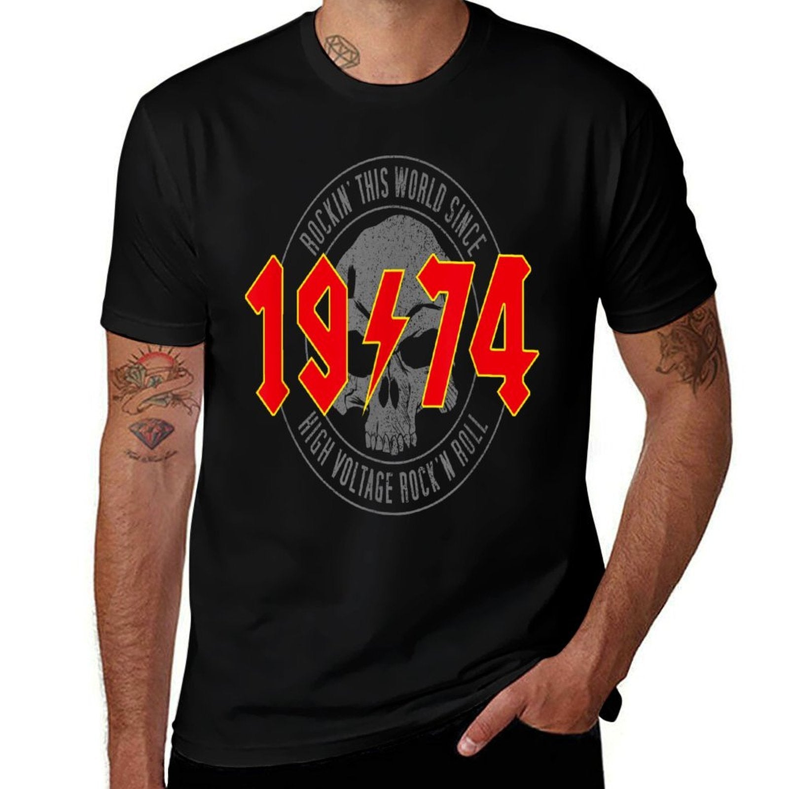 Rockin' Since 1974 Classic Rock 1974 Birthday  High-quality Stitching T-Shirt