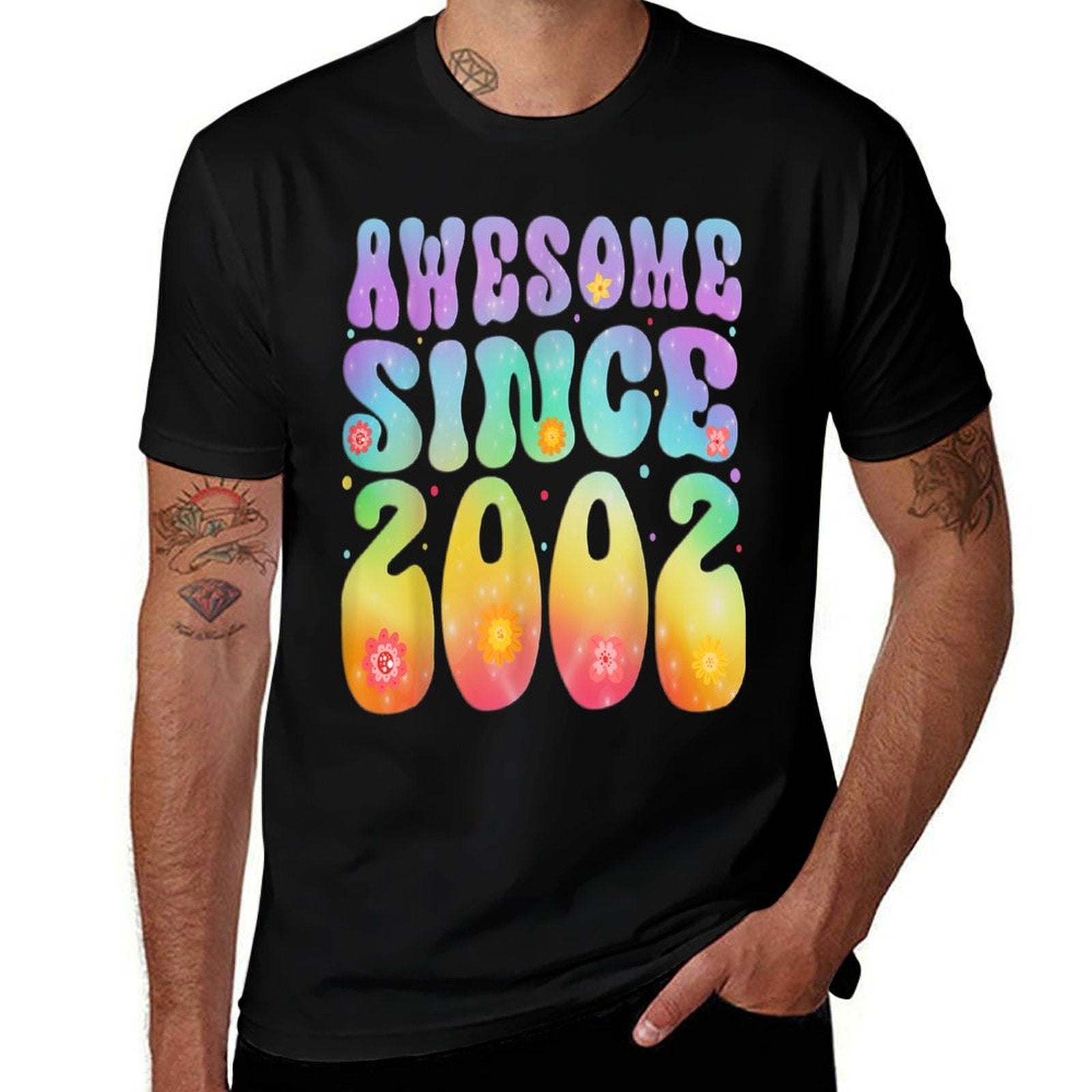 Awesome Since 2002 21 Years Old Tie Dye Flower 21st Birthday  Wrinkle-resistant T-Shirt