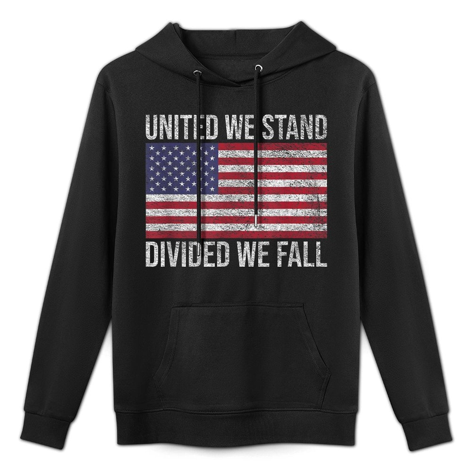 USA FLAG UNITED WE STAND DIVIDED WE FALL AMERICAN PATRIOT Machine Washable Hoodie