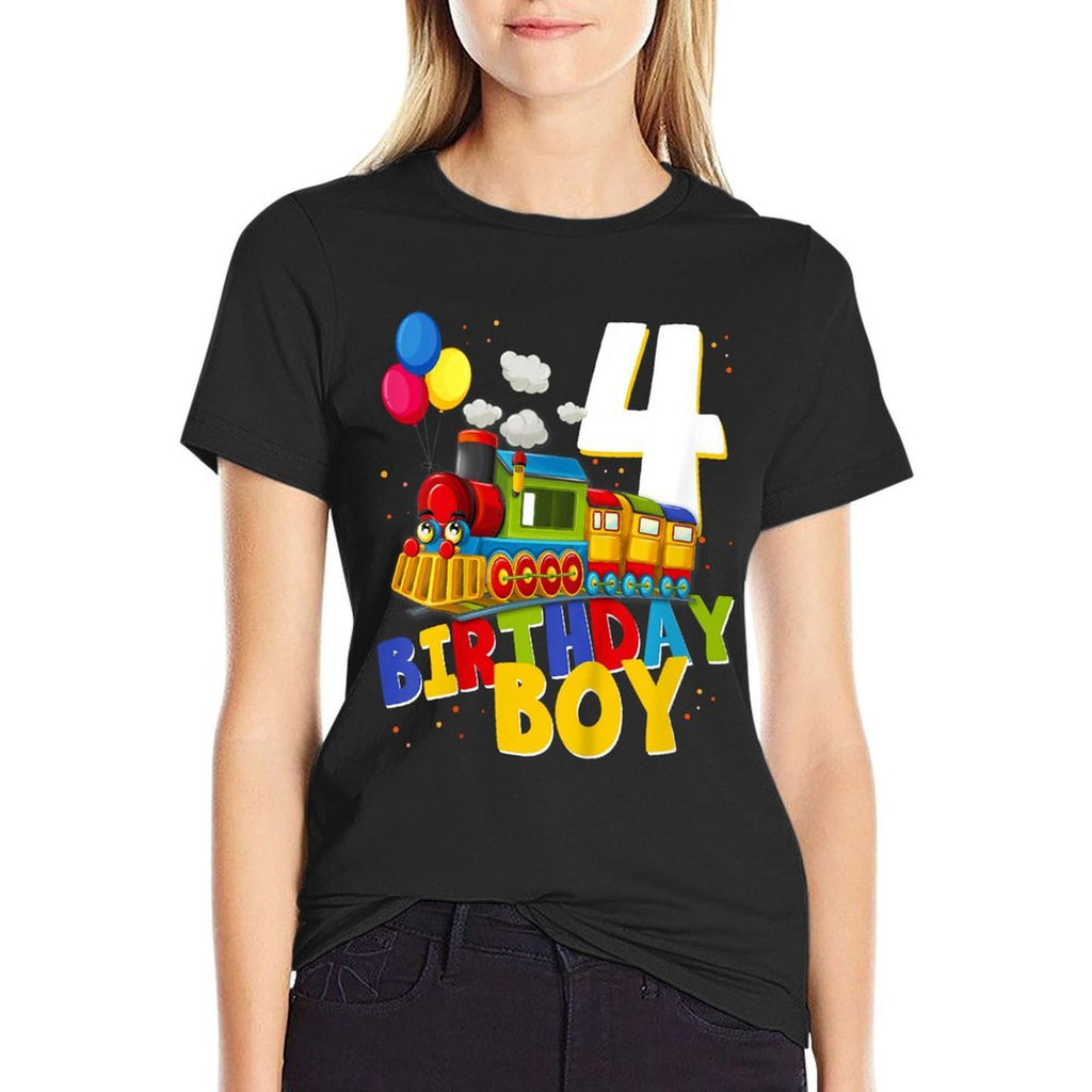 4th Birthday Train Boys Girls 4 Years Old I&#39;m Four Gift  Quick-drying T-Shirt