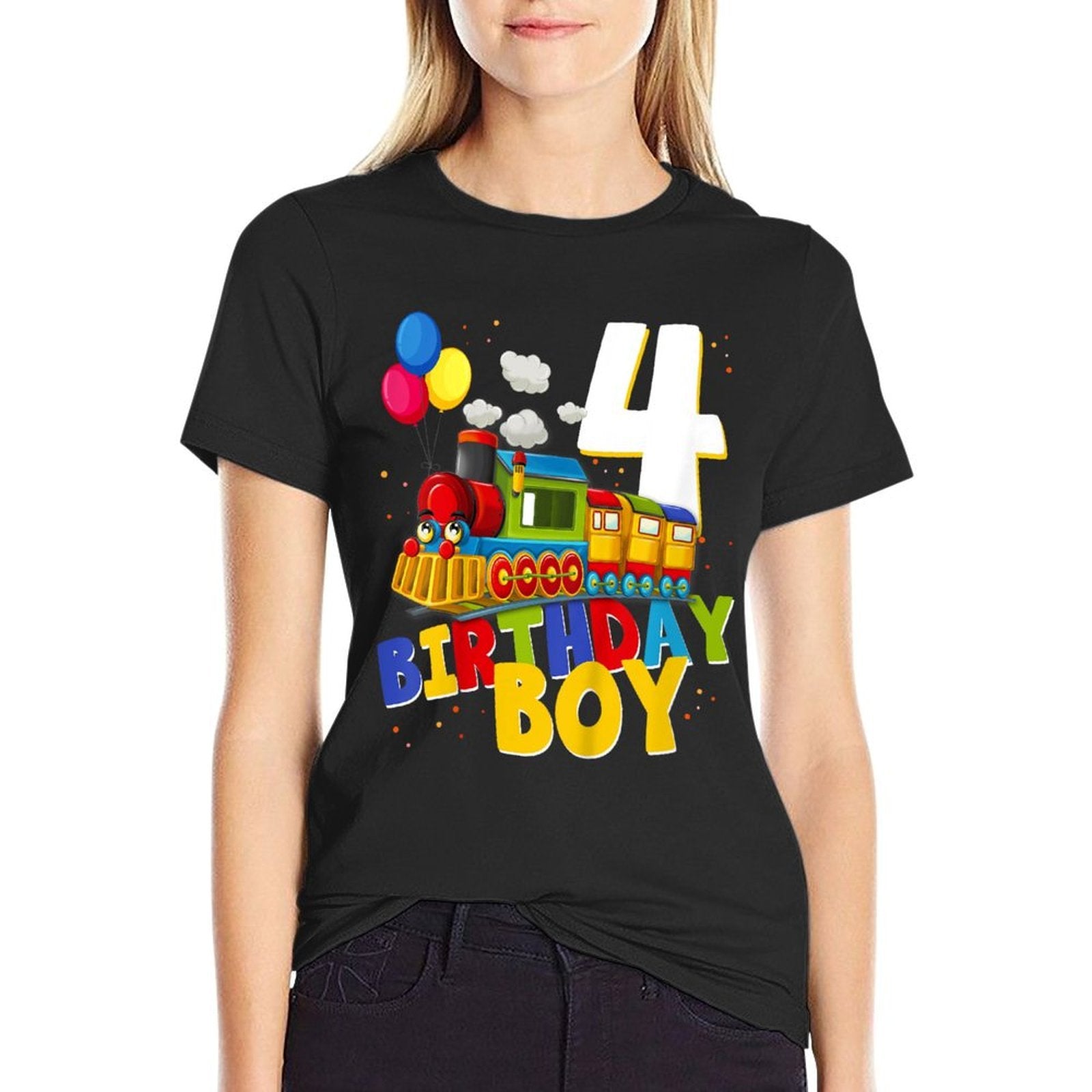 4th Birthday Train Boys Girls 4 Years Old I&#39;m Four Gift  Quick-drying T-Shirt