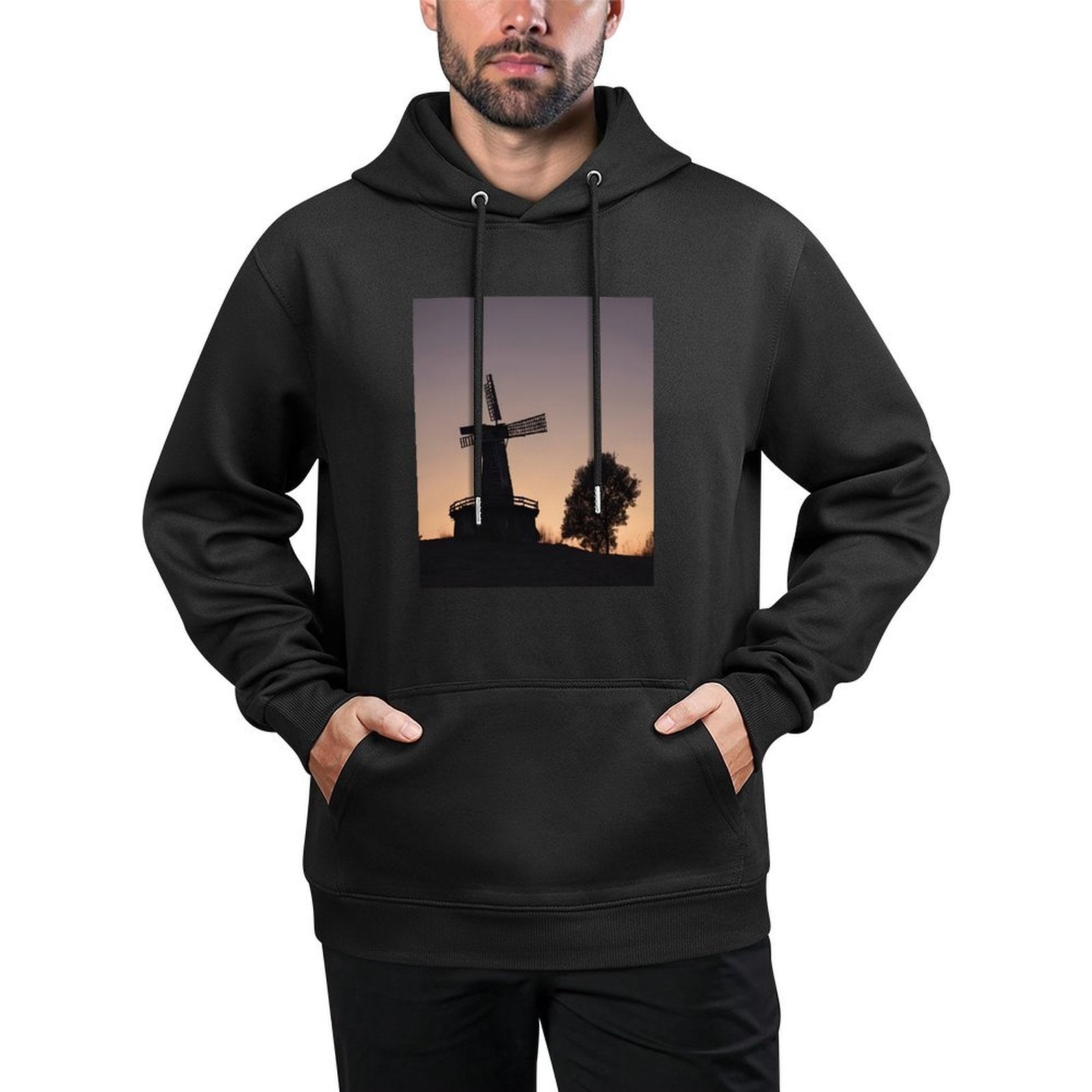 Rustic Windmill Twilight Sky Easy Care Hoodie