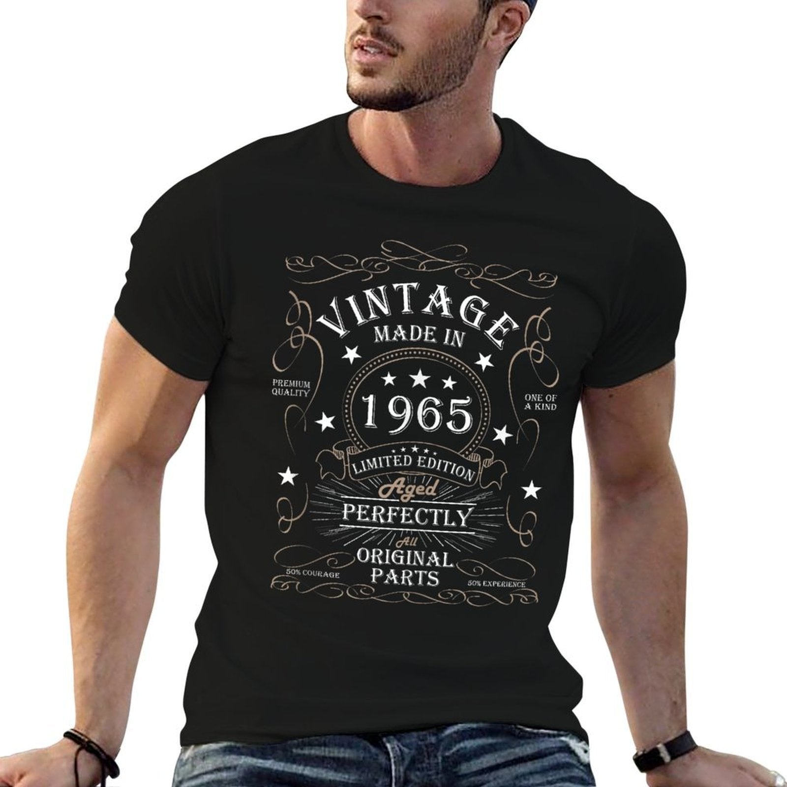60th Birthday Retro Limited Edition Man Woman Vintage 1965  Ribbed Collar T-Shirt