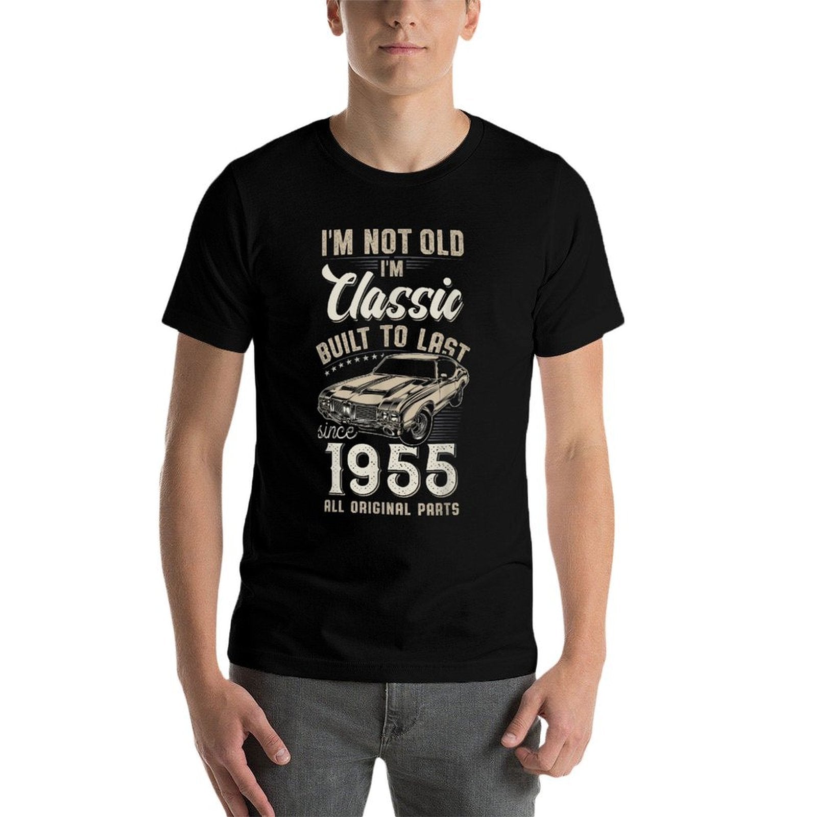 70th Birthday Born in 1955 Classic Car  Rolled Sleeves T-Shirt